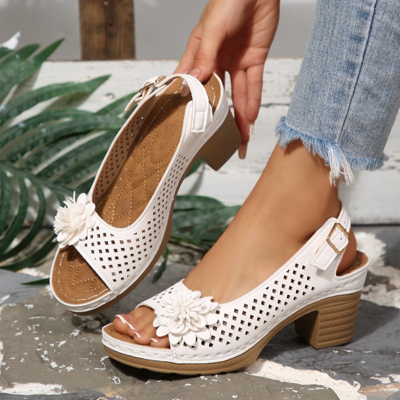 Women Shoes Model - Sandalias de tacón grueso para mujer,