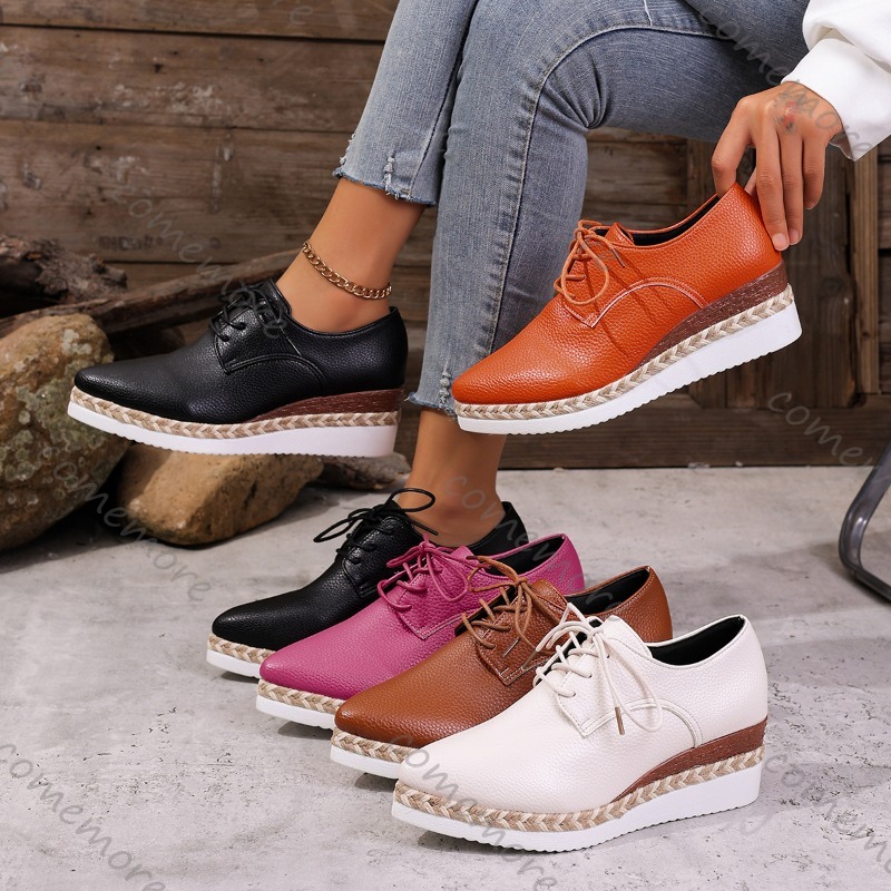 Espadrille Wedge Shoes - Zapatos Oxford de Plataforma con Cordones