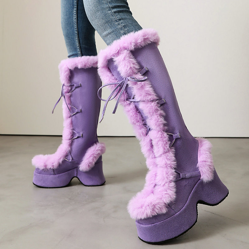 Women'S Shoes Chelsea - Botas de plataforma peludas estilo Lolita