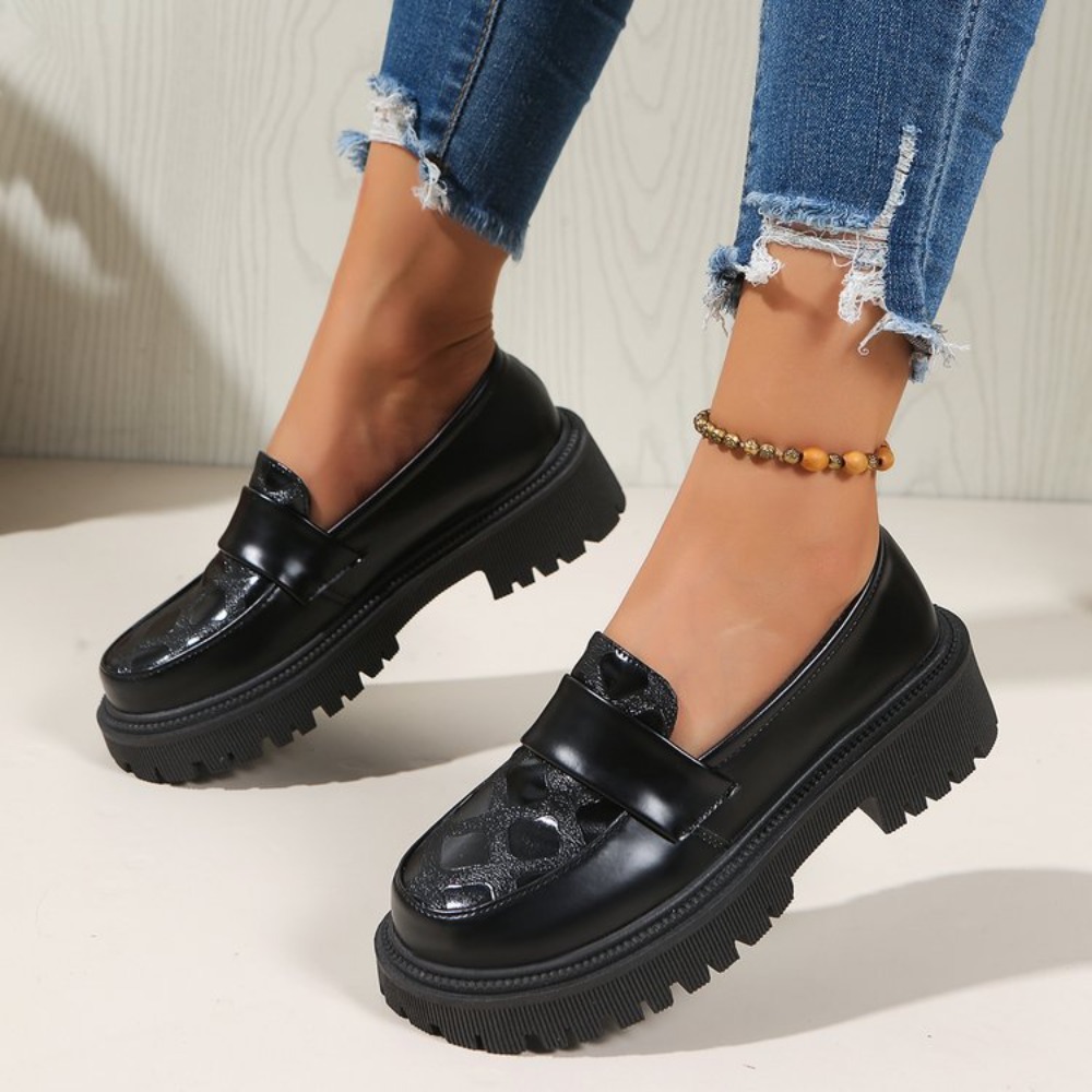 Women'S Shoes Loafers Black - Mocasines informales con plataforma para mujer,