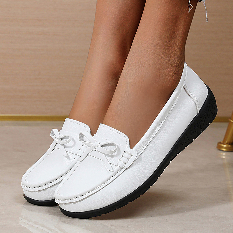 Zapatos planos de cuero genuin - Women'S Shoes Loafers Black reseña y precio