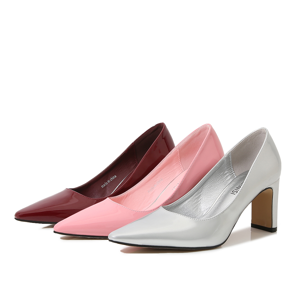 Zapatos de tacón de bloque de  - Court Heel Pointed reseña y precio
