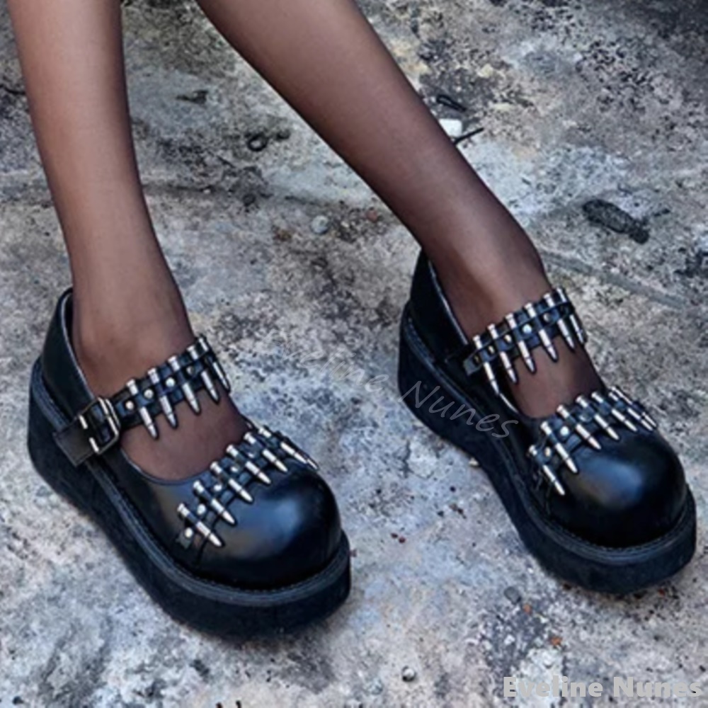 Mocasines Punk con tachuelas d - Women'S Shoes Loafers Black reseña y precio