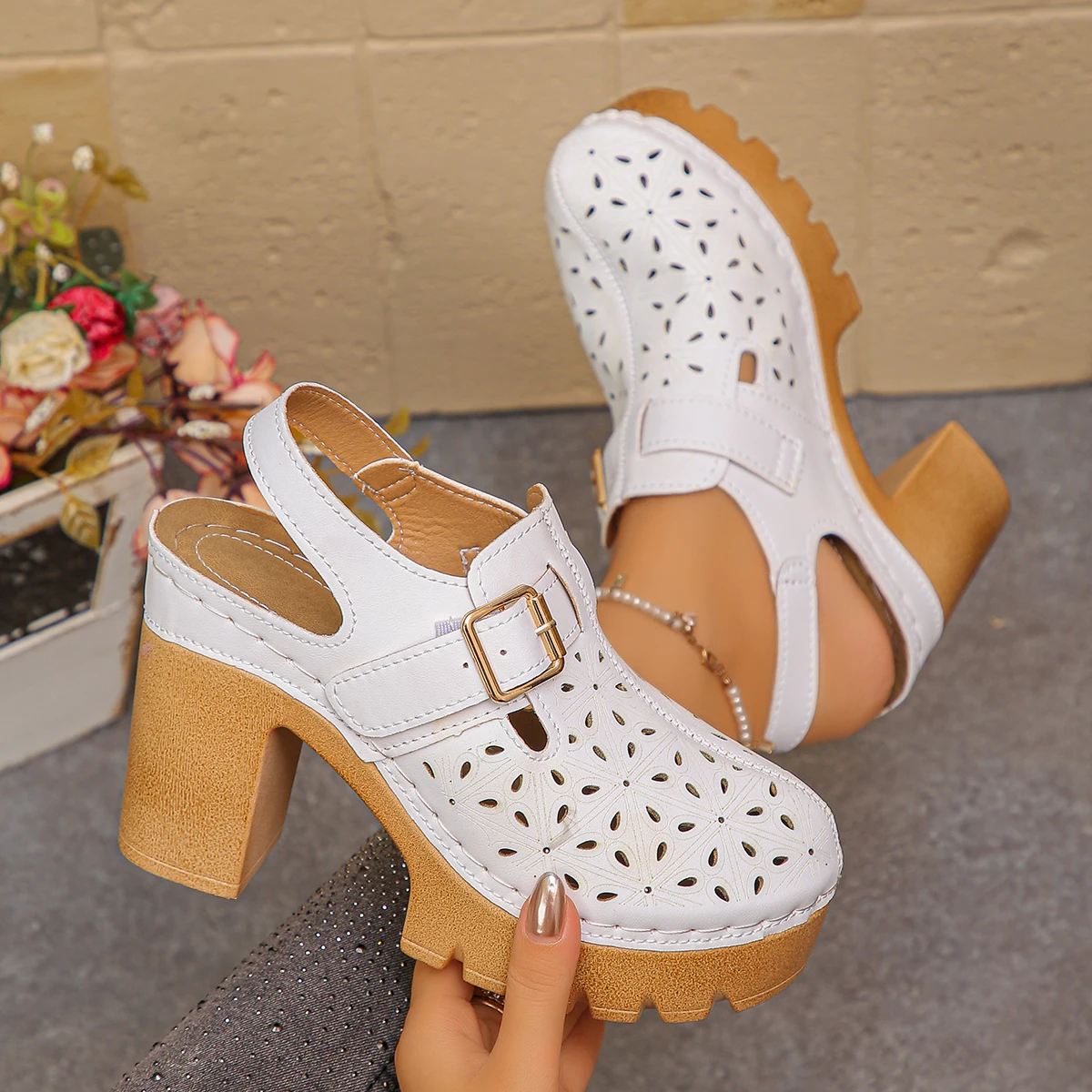 Sandalias de tacón grueso de t - Women Shoes Model reseña y precio